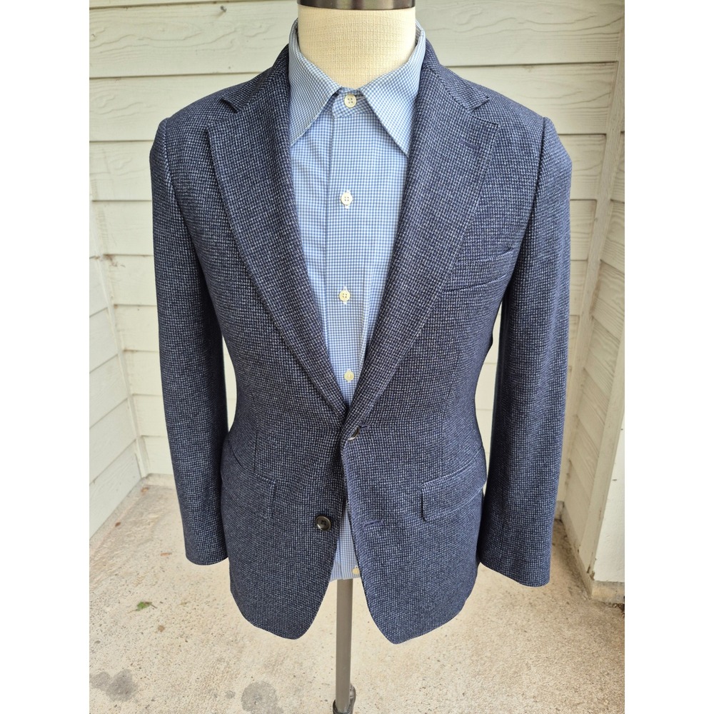 Bonobos Mens 36S Tailored Fit Blue Grey Knit Blazer Sport Coat Cotton Blend‎ - Picture 2 of 10
